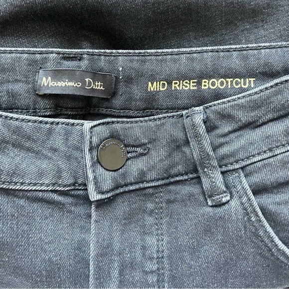 Massimo Dutti Mid Rise Boot Cut Stretchy Fit black denim jeans size 4 - Picture 5 of 7